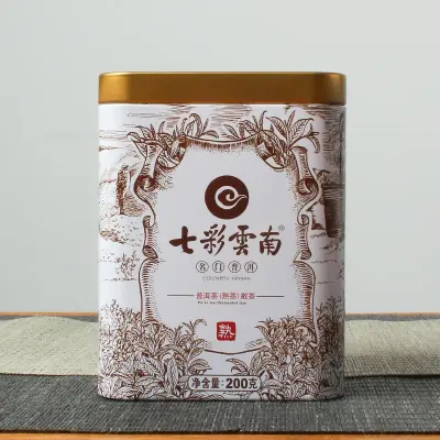 七彩云南  名门普洱  普洱茶 熟茶  2020年/200克/盒