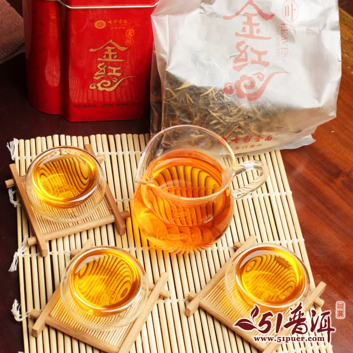 七彩云南 大叶金红 普洱茶 红茶 2018年/100克/盒 滇红茶 图4