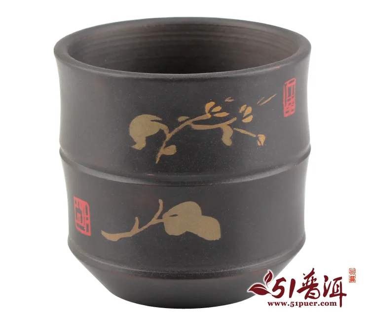 仁烨堂竹节杯 省大师明仁作品 建水紫陶杯 图7