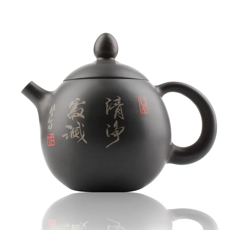 仁烨堂小龙蛋紫陶壶 省大师明仁作品 建水紫陶小龙蛋壶(黑) 图2