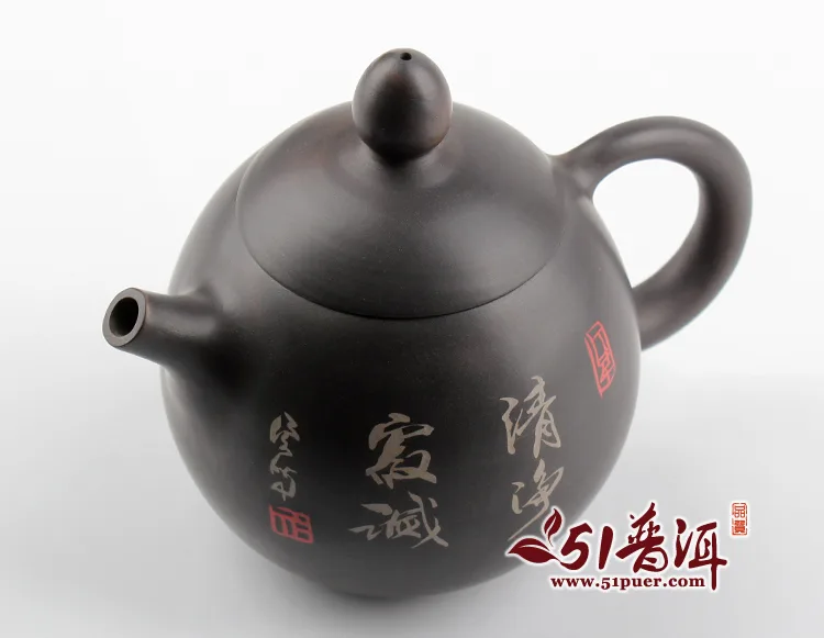 仁烨堂小龙蛋紫陶壶 省大师明仁作品 建水紫陶小龙蛋壶(黑) 图4
