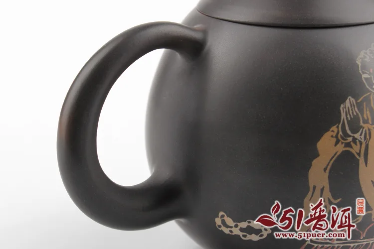 仁烨堂小龙蛋紫陶壶 省大师明仁作品 建水紫陶小龙蛋壶(黑) 图5