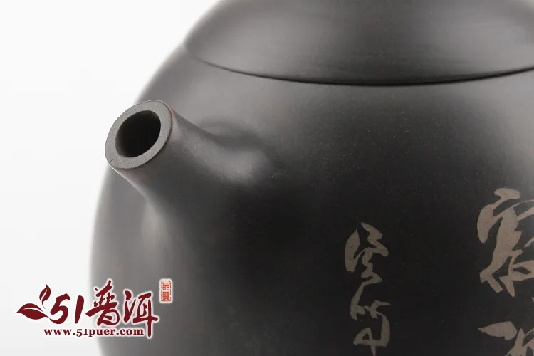 仁烨堂小龙蛋紫陶壶 省大师明仁作品 建水紫陶小龙蛋壶(黑) 图6