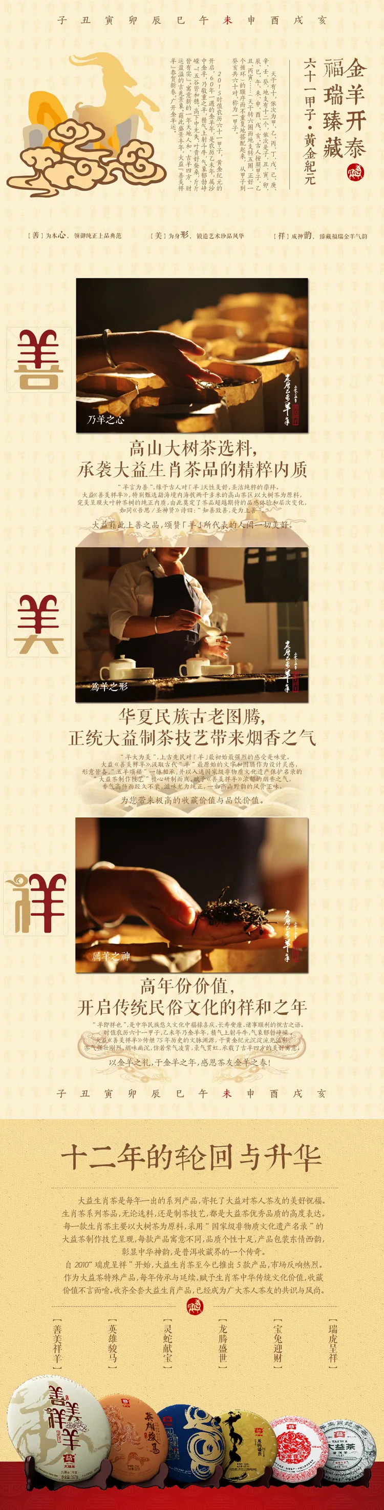 大益  善美祥羊  普洱茶 生茶 2015年/357克/饼 羊年生肖饼 图2