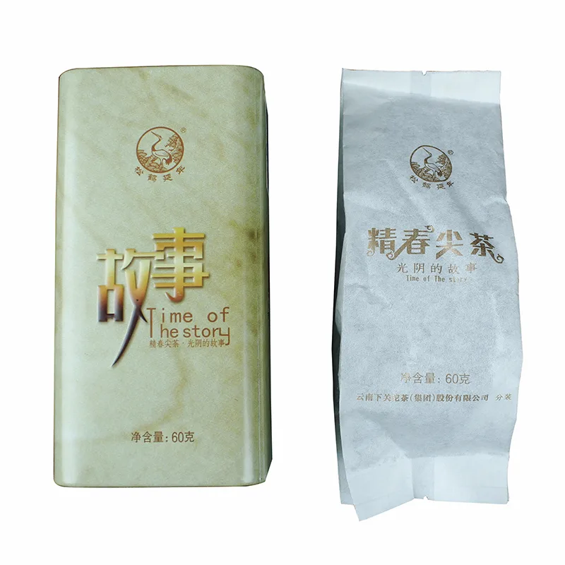 下关 精春尖茶 普洱茶 生茶 2016年/60克/盒 陈料散装 老茶新包装 图1