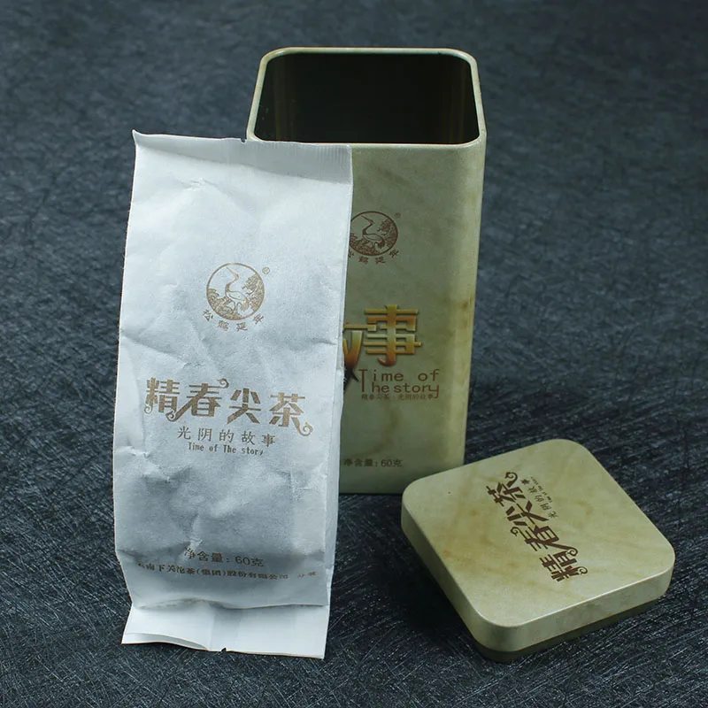 下关 精春尖茶 普洱茶 生茶 2016年/60克/盒 陈料散装 老茶新包装 图3
