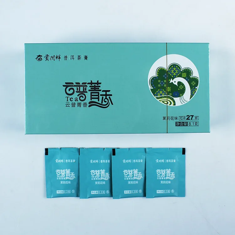 贡润祥 云普天香 茉莉花香 普洱茶 生茶  2017年/27袋/盒  晶体茶膏