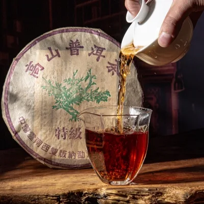 郎河 高山普洱 普洱茶 熟茶 2005年 /357克/饼 陈年老茶 图4