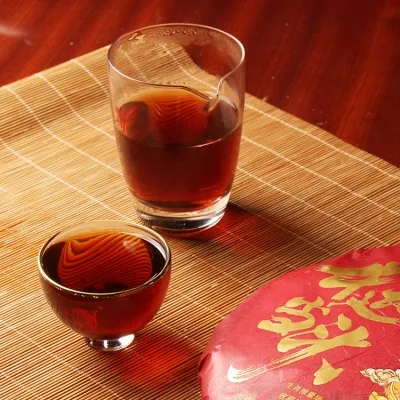 傣园普香 牛运当头 普洱茶 熟茶 2020年/400克/饼 牛年生肖纪念饼 勐海古树普洱熟茶 图4