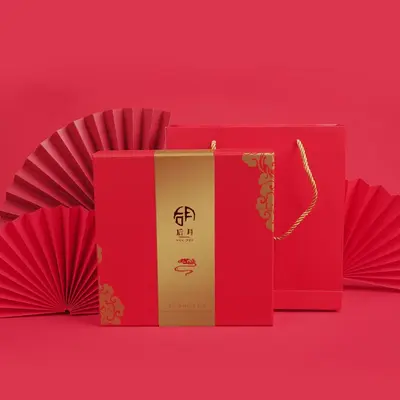 后月 红韵礼盒 红金配色 祥云传意 可装200克/357克饼茶规格