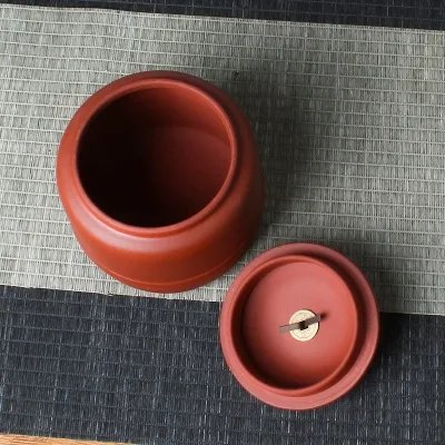紫砂茶叶罐 宜兴紫砂罐 朱泥 家用存茶罐 图2