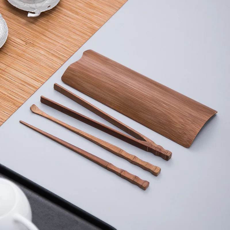 手工竹制四件套 茶则茶针茶夹茶勺功夫茶具茶道六君子零配件 图1