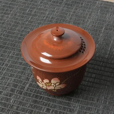 云南建水紫陶纯手工盖碗 亮面荷花盖碗 图2