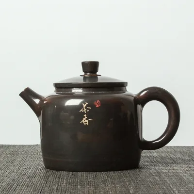 云南建水紫陶壶 黑色亮面 残贴壶 纯手工制作 每一个都是独一无二的 图4
