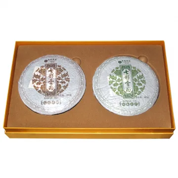 七彩云南   庆丰祥   普洱茶  生熟茶双饼茶叶  送长辈礼品盒装714g 图2